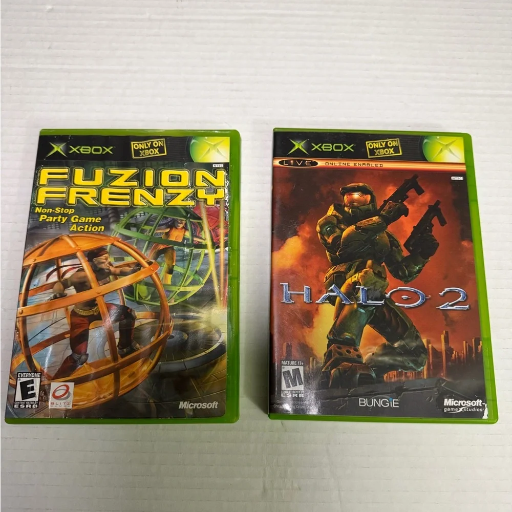 Xbox Classic Lot Of 2 Games Fuzion Frenzy and Halo 2 Tested